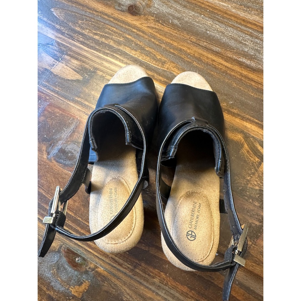 Giani Bernini Ariianna Black Block Heel Sandals Peep Toe Memory Foam Woman‎ 8.5M - Picture 11 of 12